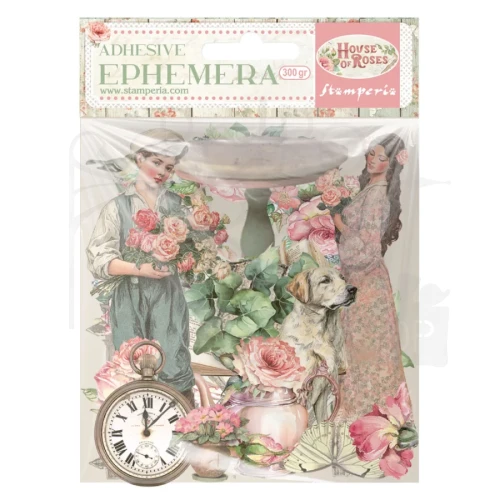 Ozdoby papierowe samoprzylepne Ephemera House Of Roses 46 szt DFLCT80 Stamperia