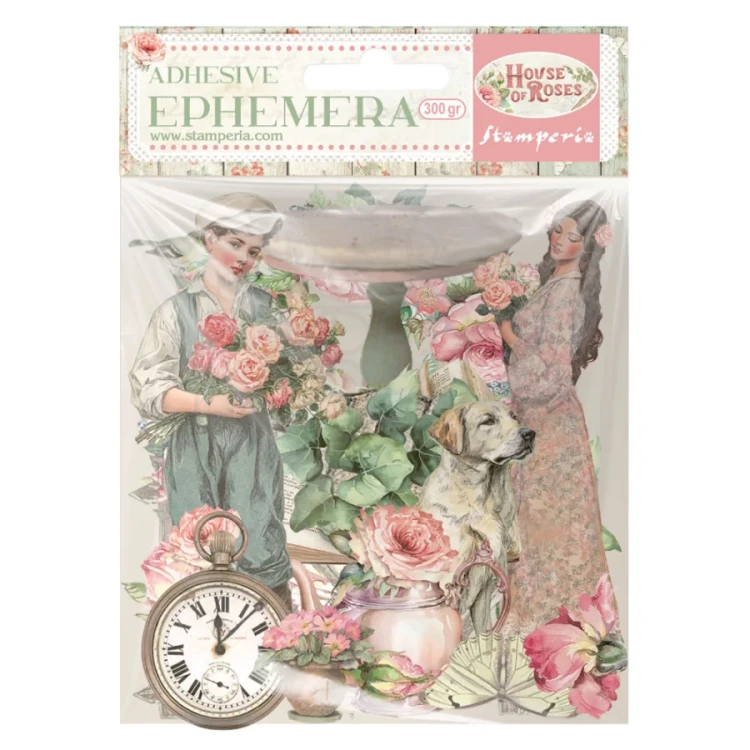 Ozdoby papierowe samoprzylepne Ephemera House Of Roses 46 szt DFLCT80 Stamperia