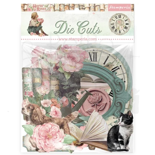 Ozdoby kształty tekturowe Die Cuts House Of Roses 39 szt DFLDC132 Stamperia