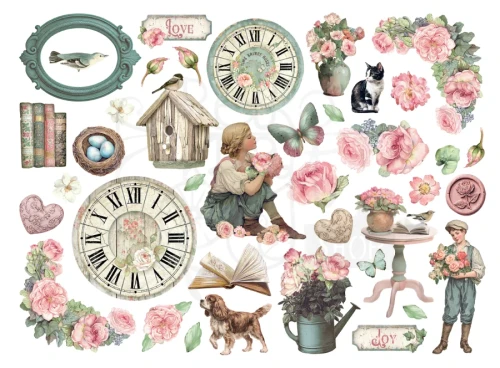 Ozdoby kształty tekturowe Die Cuts House Of Roses 39 szt DFLDC132 Stamperia