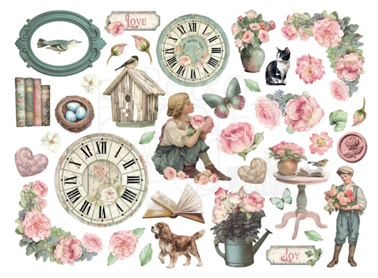 Ozdoby kształty tekturowe Die Cuts House Of Roses 39 szt DFLDC132 Stamperia