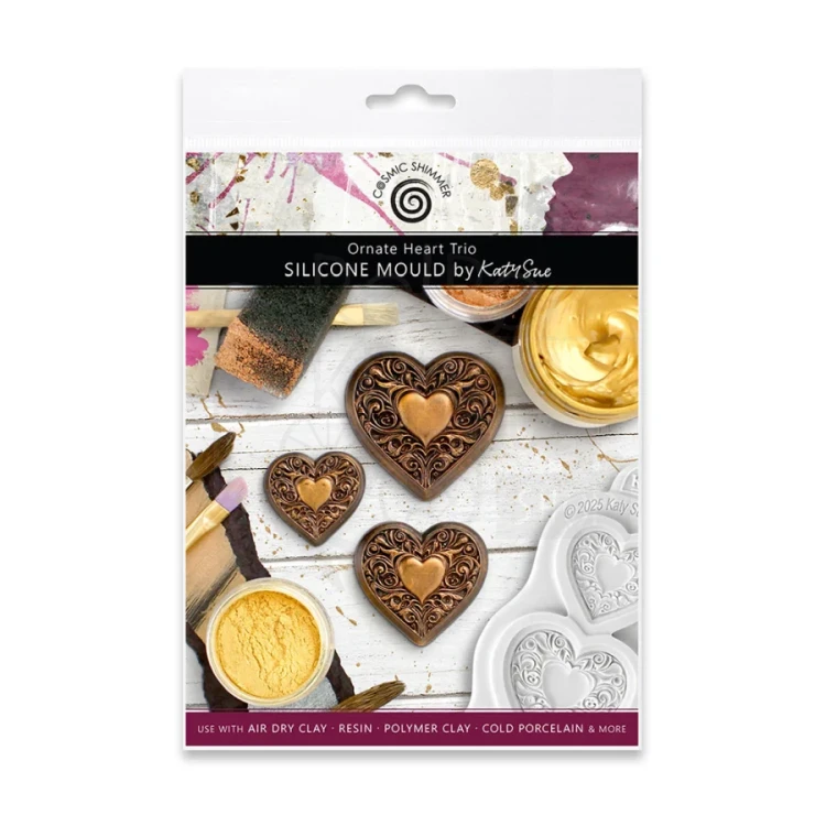 Foremka silikonowa Ornate Heart Trio by Katy Sue CE0151-CS Cosmic Shimer