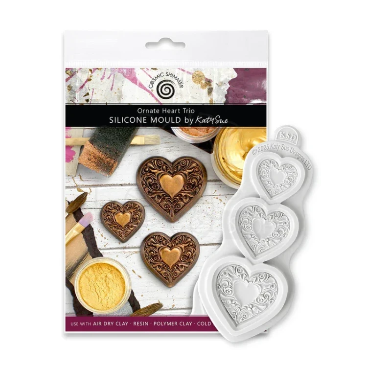 Foremka silikonowa Ornate Heart Trio by Katy Sue CE0151-CS Cosmic Shimer
