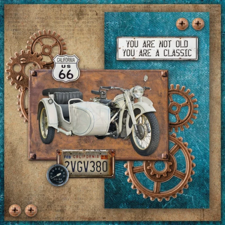 Zestaw papierów do scrapbookingu A4 Gearhead Workshop 14 arkuszy SL-ES-CMP26 Studio Light