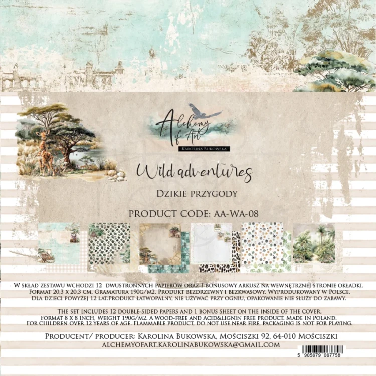 Zestaw papierów do scrapbookingu 20x20 Wild adventures - AA-WA-08 Alchemy of Art