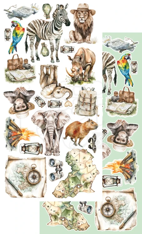Zestaw papierów 15x30 dodatki do samodzielnego wycięcia Wild adventures - AA-WA-10 Alchemy of Art