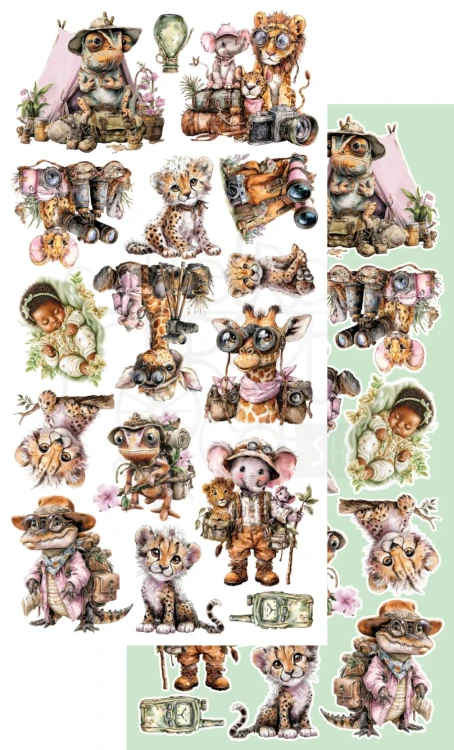 Zestaw papierów 15x30 dodatki do samodzielnego wycięcia Wild adventures - AA-WA-10 Alchemy of Art
