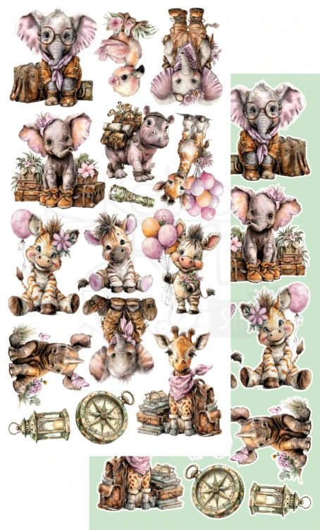 Zestaw papierów 15x30 dodatki do samodzielnego wycięcia Wild adventures - AA-WA-10 Alchemy of Art