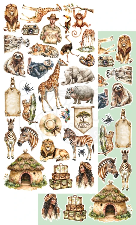 Zestaw papierów 15x30 dodatki do samodzielnego wycięcia Wild adventures - AA-WA-10 Alchemy of Art