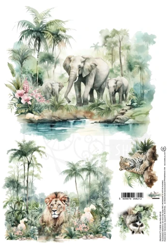 Papier ryżowy do decoupage A4 Wild adventures - Zwierzęta AA-WA-RP-01 Alchemy of Art