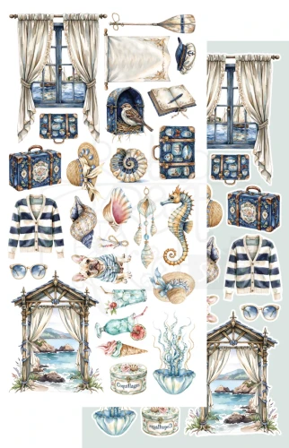 Zestaw papierów 15x30 dodatki do samodzielnego wycięcia Ocean blue - AA-OB-10 Alchemy of Art