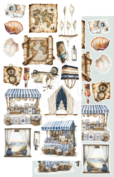 Zestaw papierów 15x30 dodatki do samodzielnego wycięcia Ocean blue - AA-OB-10 Alchemy of Art