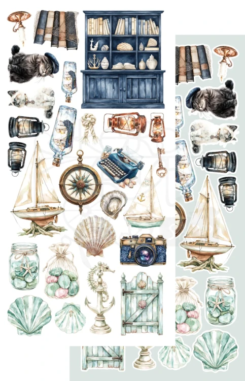 Zestaw papierów 15x30 dodatki do samodzielnego wycięcia Ocean blue - AA-OB-10 Alchemy of Art
