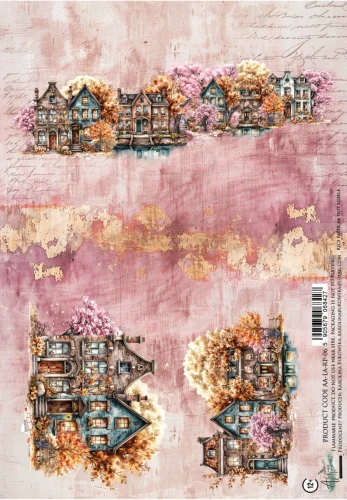 Papier ryżowy do decoupage A4 Lovely Autumn - Kamieniczki AA-LA-RP-06 Alchemy of Art