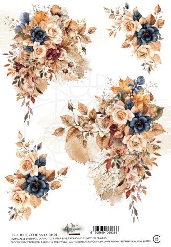 Papier ryżowy do decoupage A4 Lovely Autumn - Kwiaty AA-LA-RP-01 Alchemy of Art