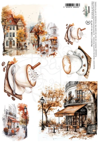 Papier ryżowy do decoupage A4 Lovely Autumn - Kawa AA-LA-RP-05 Alchemy of Art