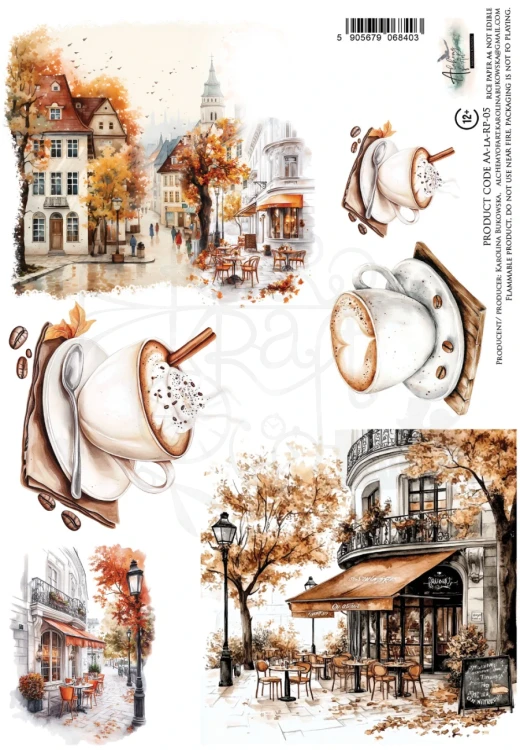 Papier ryżowy do decoupage A4 Lovely Autumn - Kawa AA-LA-RP-05 Alchemy of Art