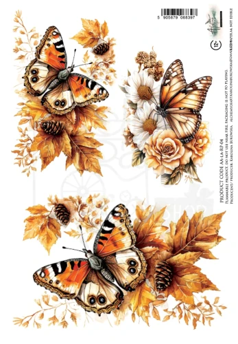 Papier ryżowy do decoupage A4 Lovely Autumn - Motyle AA-LA-RP-04 Alchemy of Art