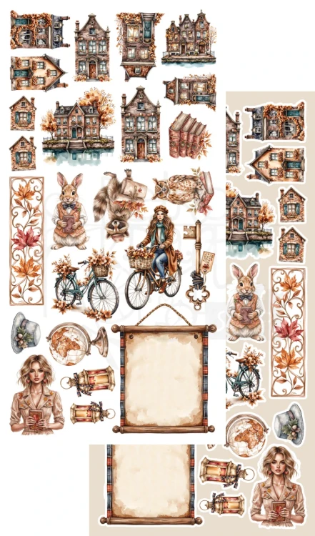 Zestaw papierów 15x30 dodatki do samodzielnego wycięcia Lovely Autumn - AA-LA-10 Alchemy of Art