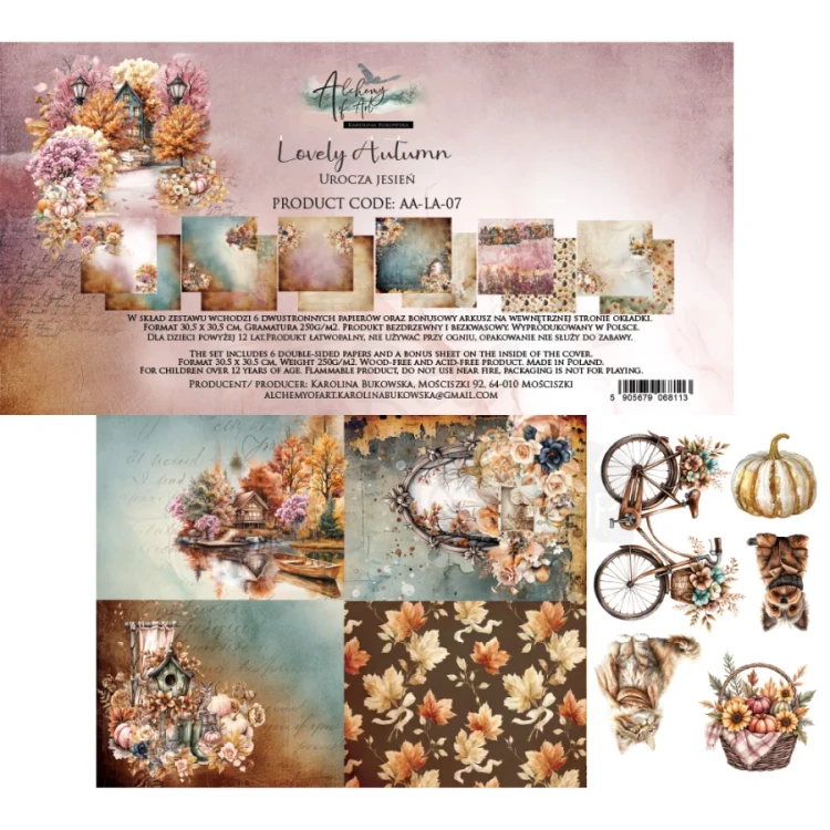 Zestaw papierów do scrapbookingu 30x30 Lovely Autumn - AA-LA-07 Alchemy of Art