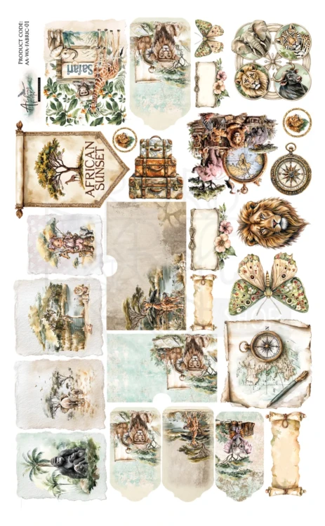 Materiał Fabric 30x32 Wild adventures - Zwierzęta AA-WA-FABRIC-01 Alchemy of Art