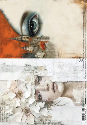Papier ryżowy do decoupage A4 Collage - Twarz kobiety AA-COLLAGE-RP-01 Alchemy of Art