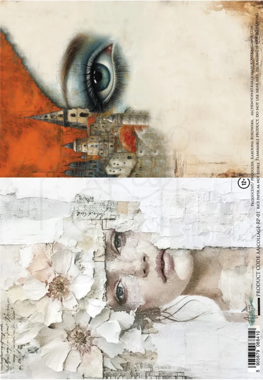 Papier ryżowy do decoupage A4 Collage - Twarz kobiety AA-COLLAGE-RP-01 Alchemy of Art