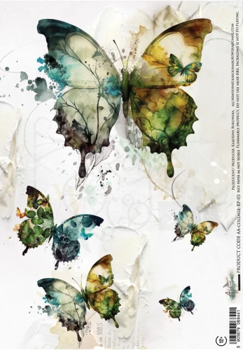 Papier ryżowy do decoupage A4 Collage - Motyle AA-COLLAGE-RP-03 Alchemy of Art