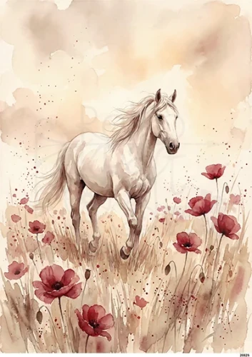 Papier ryżowy do decoupage A5 Koń w kwiatach 20825