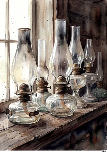 Papier ryżowy do decoupage A5 Lampy naftowe na parapecie 20479