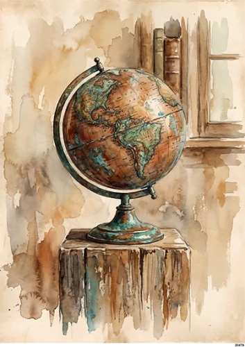 Papier ryżowy do decoupage A5 Globus retro 20476