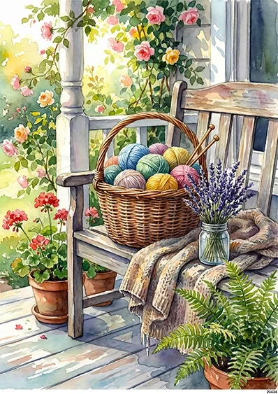 Papier ryżowy do decoupage A5 Lawenda w słoiku i włóczka w koszu 20434