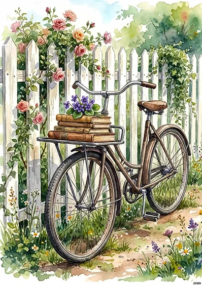 Papier ryżowy do decoupage A5 Rower i książki 20369