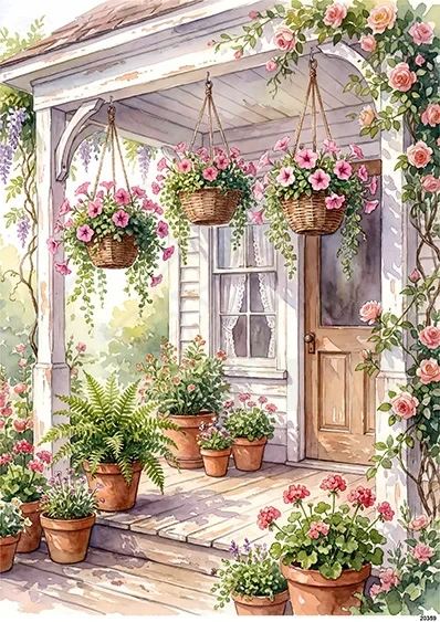 Papier ryżowy do decoupage A5 Ukwiecony taras 20359