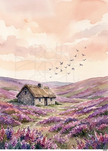 Papier ryżowy do decoupage A5 Chatka na kwitnącej polanie 20324