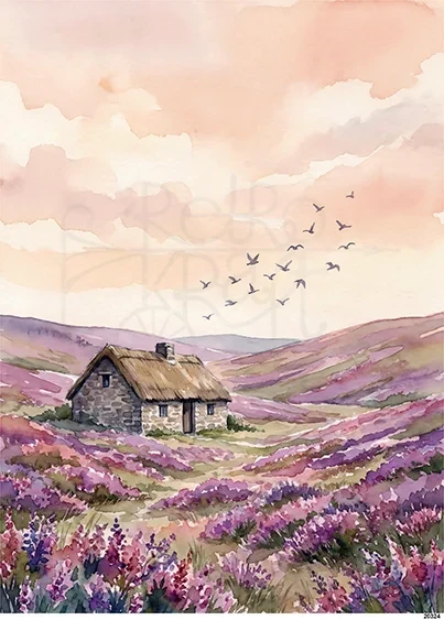 Papier ryżowy do decoupage A5 Chatka na kwitnącej polanie 20324