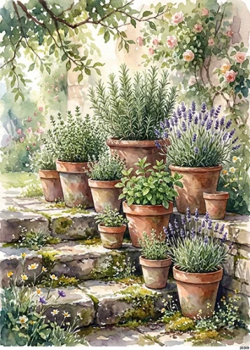 Papier ryżowy do decoupage A5 Zioła w doniczkach 20309