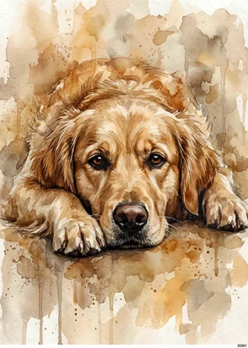 Papier ryżowy do decoupage A5 Pies Golden Retriever 20261