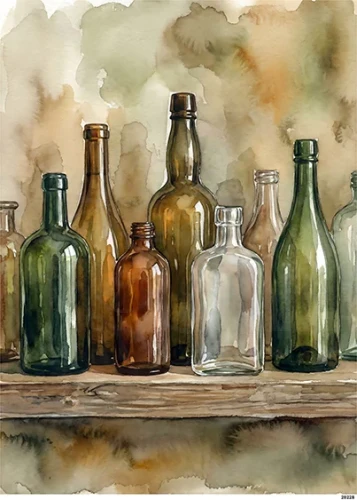 Papier ryżowy do decoupage A5 Kolorowe butelki retro 20228