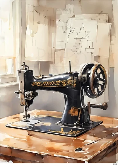 Papier ryżowy do decoupage A5 Maszyna do szycia retro 20133