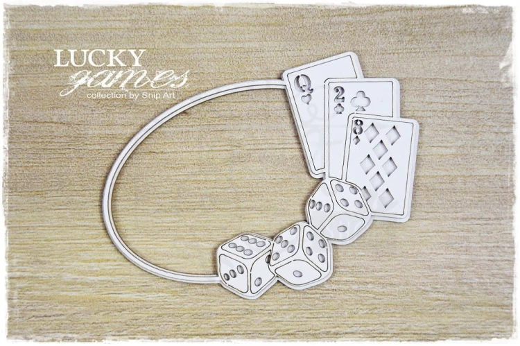 Tekturka Karty i kości warstwowa ramka owal Lucky Games- SnipArt