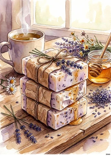 Papier ryżowy do decoupage A5 Mydło lawendowe herbata i miód 20040