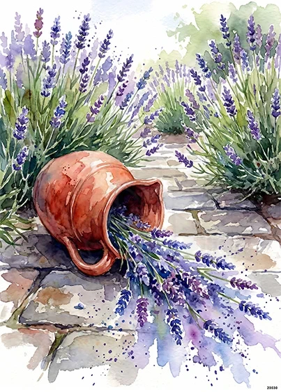 Papier ryżowy do decoupage A5 Lawenda i gliniany dzbanek 20030