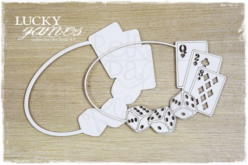 Tekturka Karty i kości warstwowa ramka owal Lucky Games- SnipArt