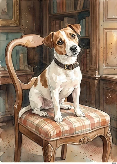 Papier ryżowy do decoupage A5 Pies Jack Russell Terrier na książkach 19862