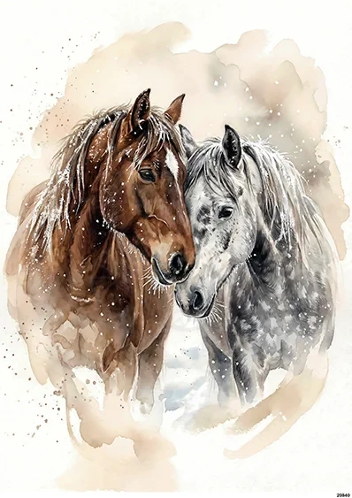 Papier ryżowy do decoupage A6 Dwa konie 20840