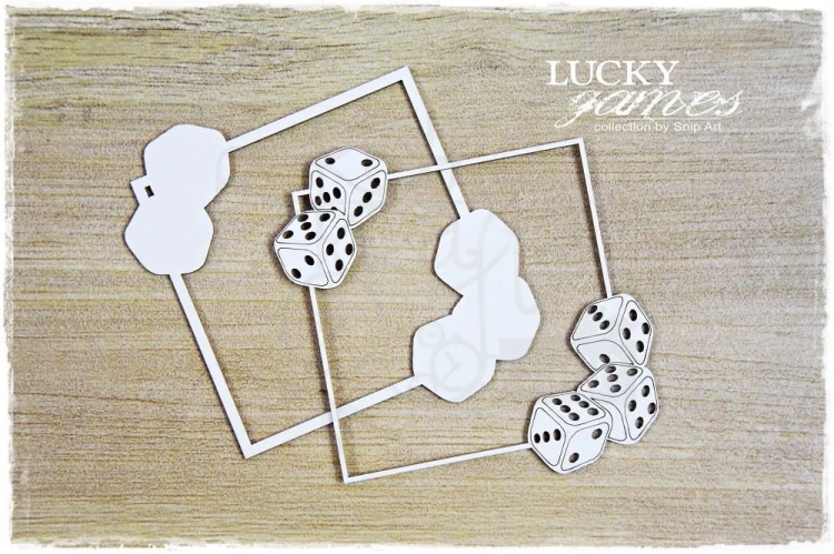 Tekturka Warstwowa ramka z kostkami kwadrat Lucky Games SnipArt