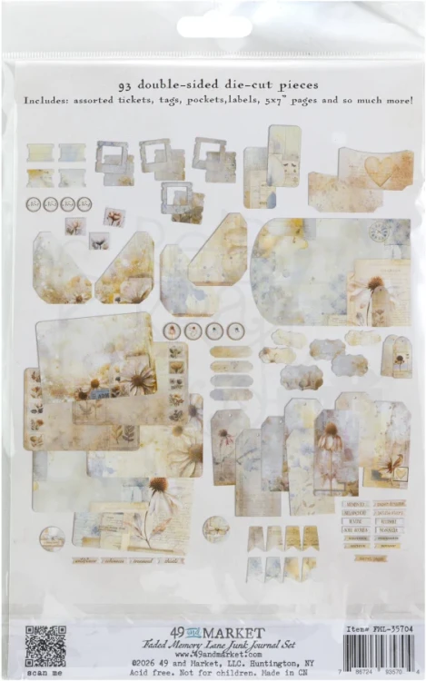 Ozdoby papierowe die-cuts Faded Memory Lane Junk Journal Set 93 szt FML-35704 49 and Market
