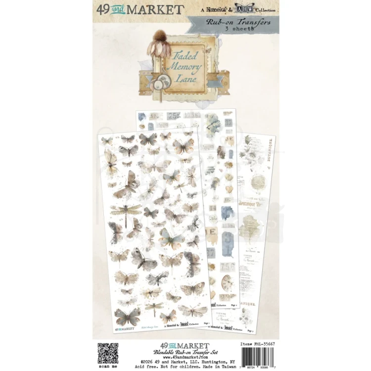 Rub-on transfer 15x30 Faded Memory Lane Blendable 3 arkusze FML-35667 49 and Market