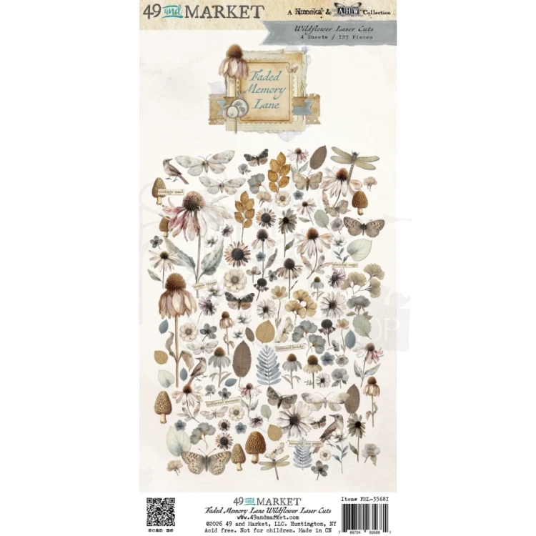 Ozdoby papierowe die-cuts Faded Memory Lane Wildflower Laser Cut Outs 127 szt FML-35681 49 and Market